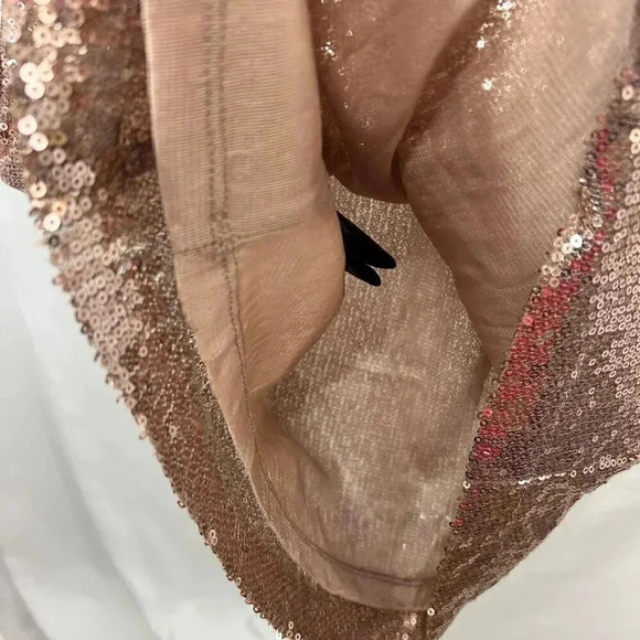 2/$30 Forever 21 Size Medium Sequin Rose Gold Strappy Mini Dress Sparkly - Picture 9 of 10